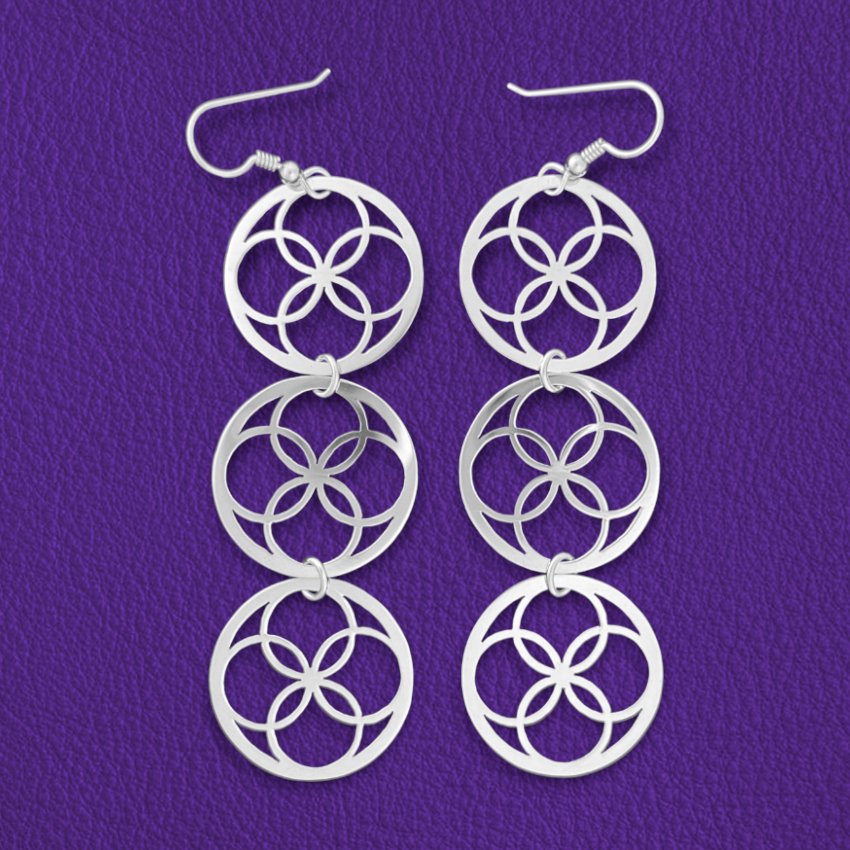 Classic flat style quad circles triple strand - Standing Stone Silver