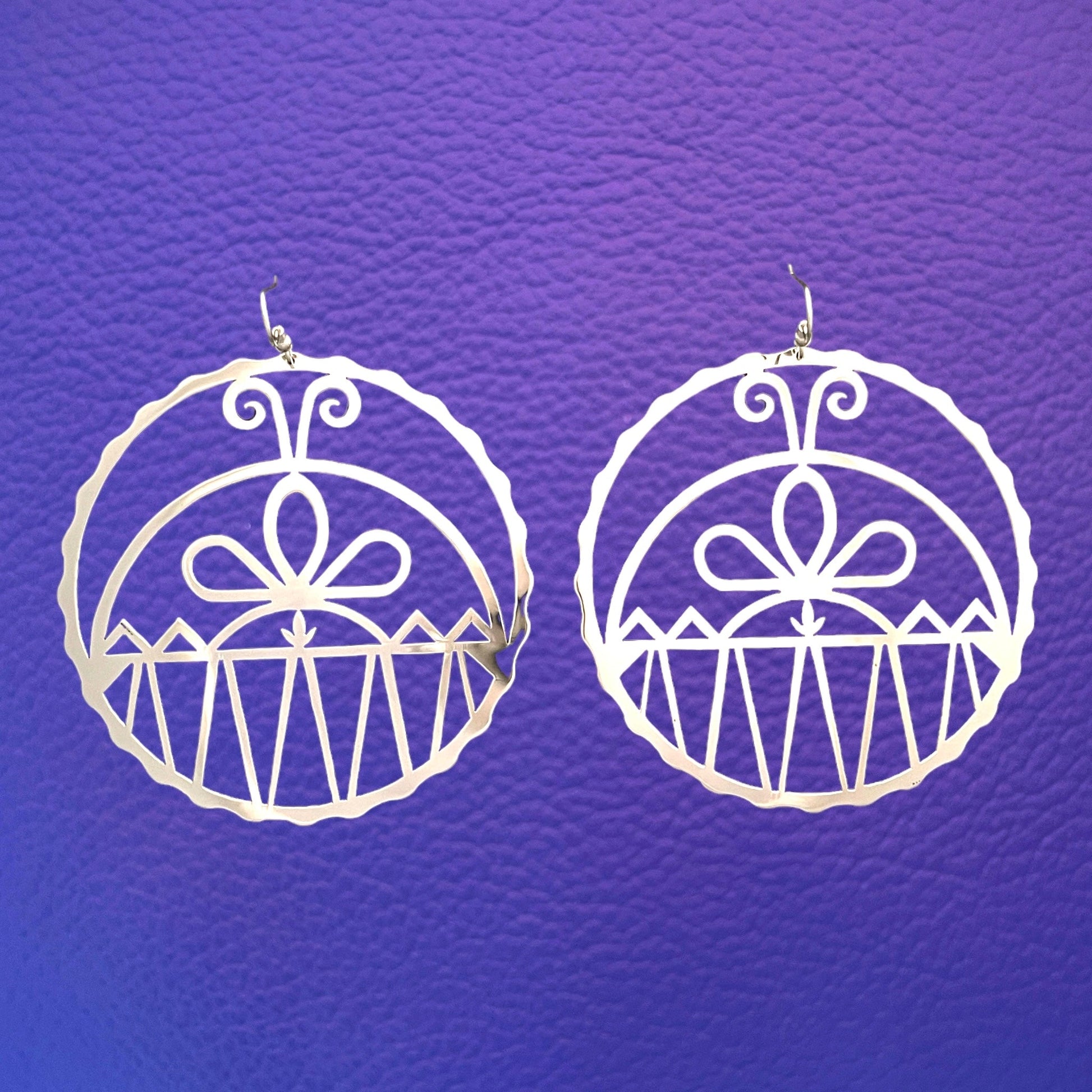 3 inch Sky Dome Earrings - Standing Stone Silver