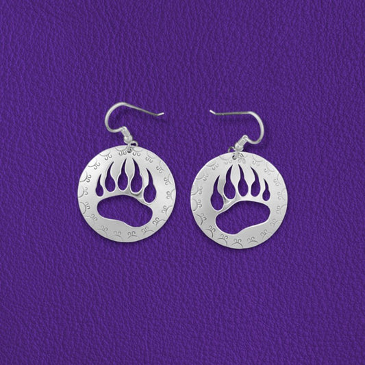 Bear clan paw sky dome stamp earrings - Standing Stone Silver