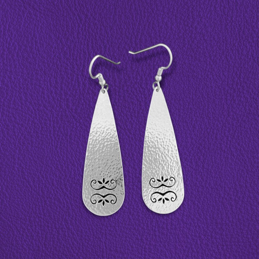 Double curve mirrored tear drop - Standing Stone Silver