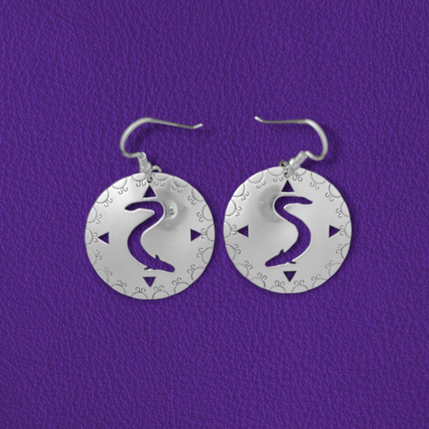 Eel clan 4 point sky dome stamp earrings - Standing Stone Silver