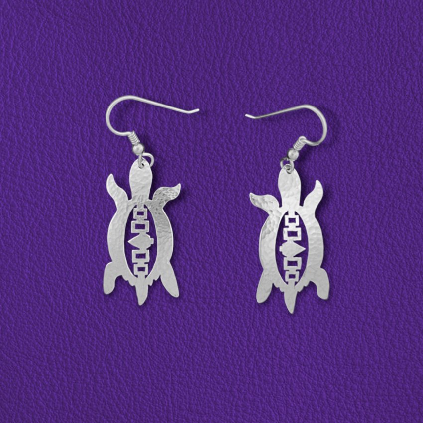 Turtle clan with hiawatha belt earrings - Standing Stone Silver